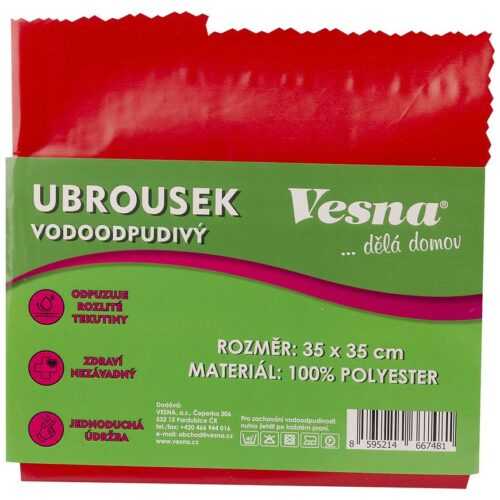 Ubrousek 35x35 vodoodpudivá úprava červená VESNA