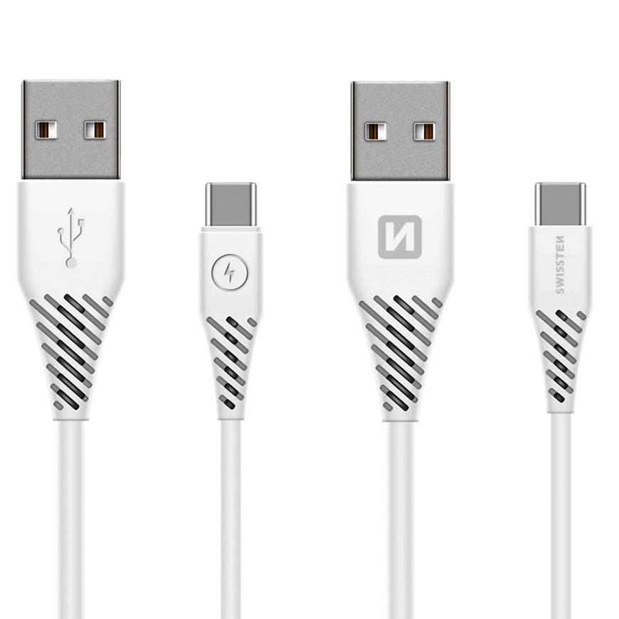 Kabel datový Swissten USB / USB-C 3.1 1.5 m bílý (7MM) Swissten