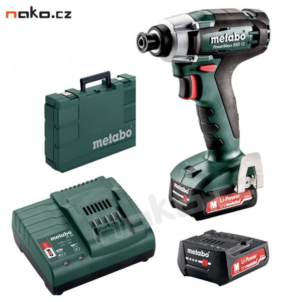 METABO PowerMaxx SSD 12 aku rázový utahovák 2x 2Ah LiIon 601114500