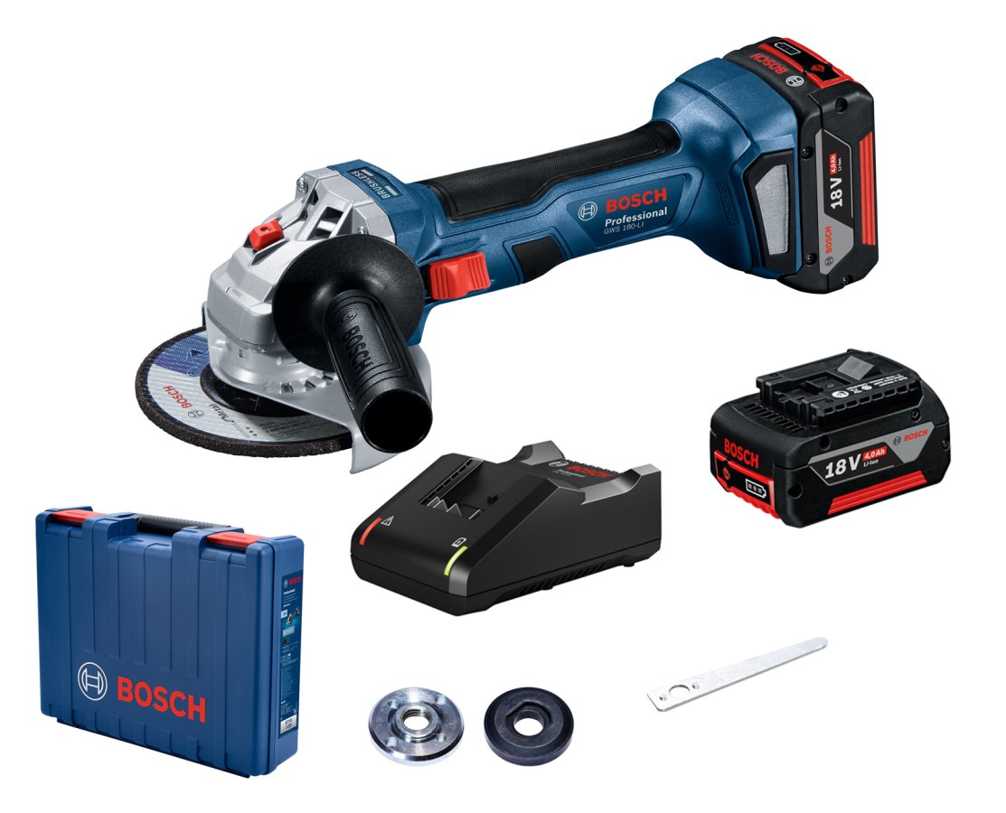 BOSCH GWS 180-LI aku úhlová bruska Professional 2x4.0 Ah LiIon 06019H9021