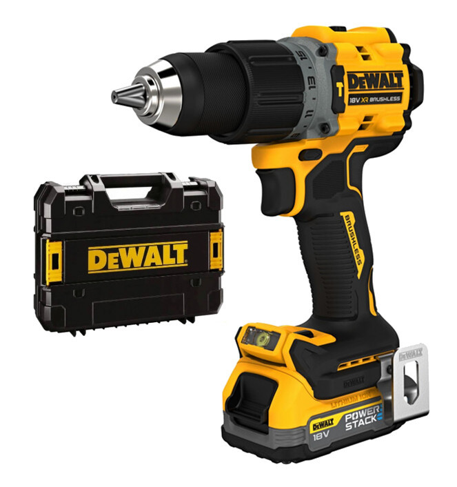 DeWALT DCD805E1T příklepová bezuhlíková aku vrtačka XR POWERSTACK LiIon 18V 1x1