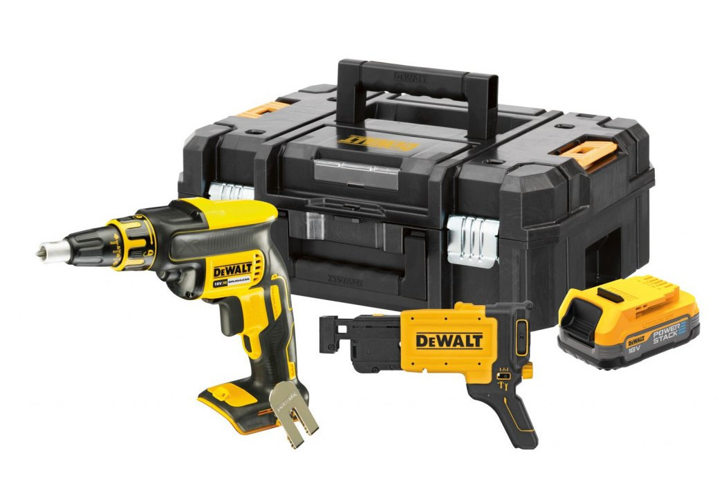 DeWALT DCF620E1K bezuhlíkový aku šroubovák na sádrokarton XR POWERSTACK LiIon 18V 1x1