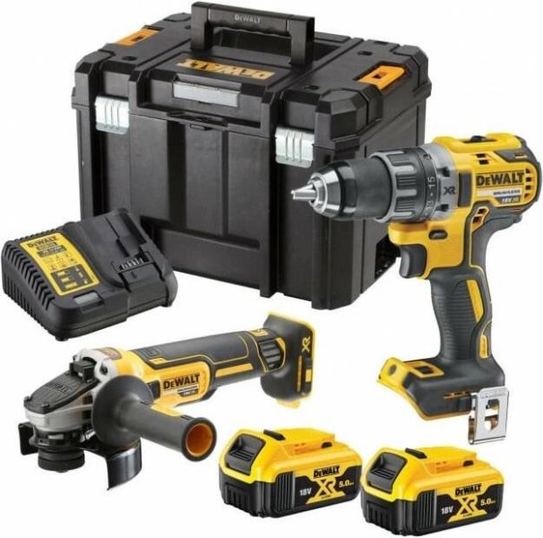 DeWALT DCK2020P2T kombo sada aku nářadí 18V DCD791+DCG405 XR LiIon 2x5Ah TSTAK