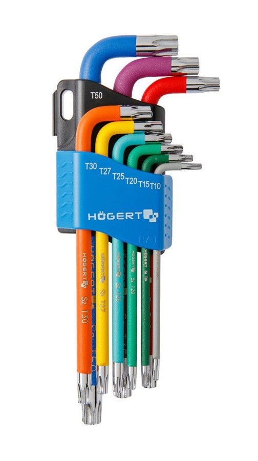 HOGERT HT1W817 sada TORX klíčů TRX10-50 barevné 9 dílů