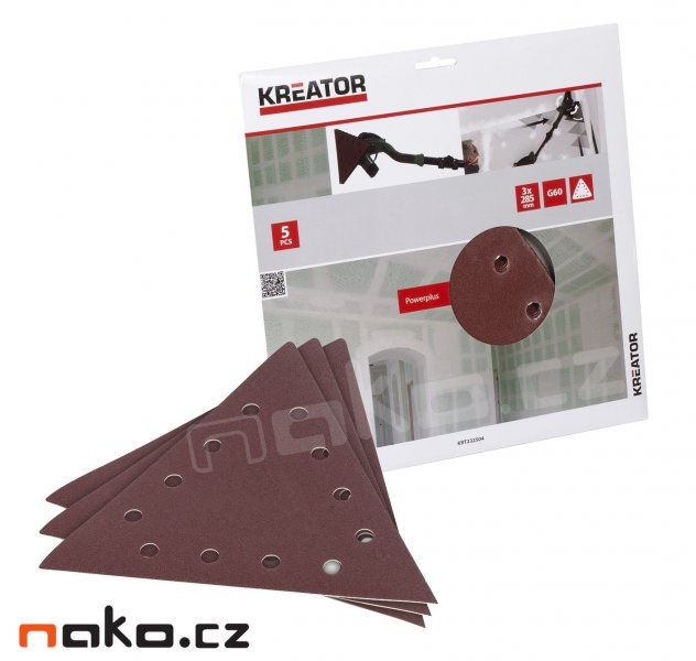 KREATOR KRT232504 trojúhelníkový brusný papír 3x285mm 5ks G60