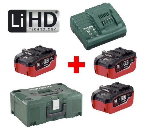 METABO Basic Set 18V LiHD (3x akumulátor 5.5Ah+nabíječka ASC 30-36+MetaLock II) 685069