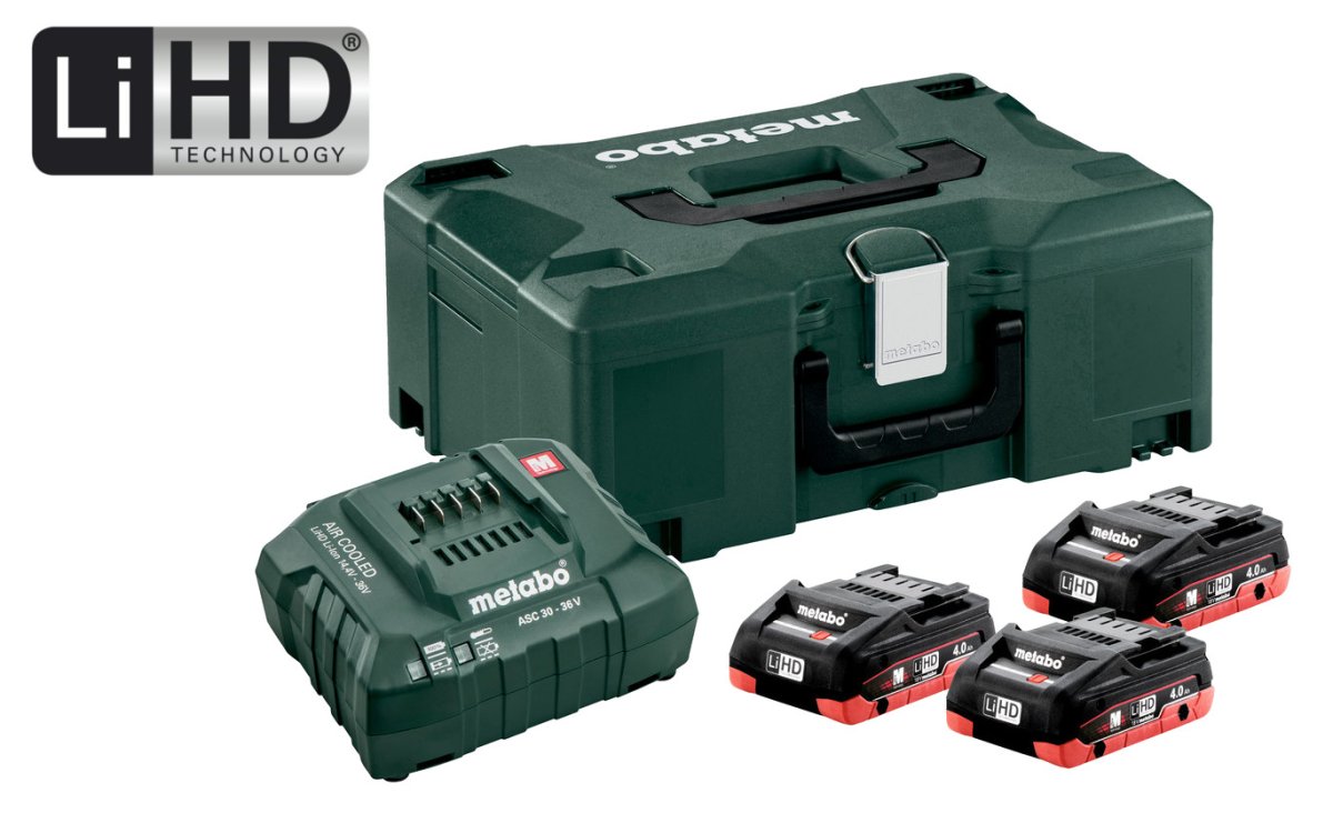 METABO Basic Set 18V LiHD (akumulátor 3x4.0Ah+nabíječka ASC 30-36+MetaLock II) 685133