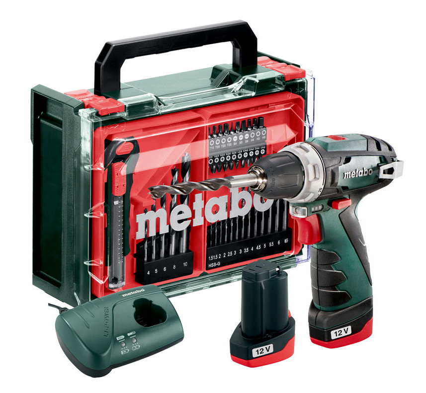 METABO PowerMaxx BS Basic Set aku šroubovák 12V 2x2Ah LiIon mobilní dílna 600092880