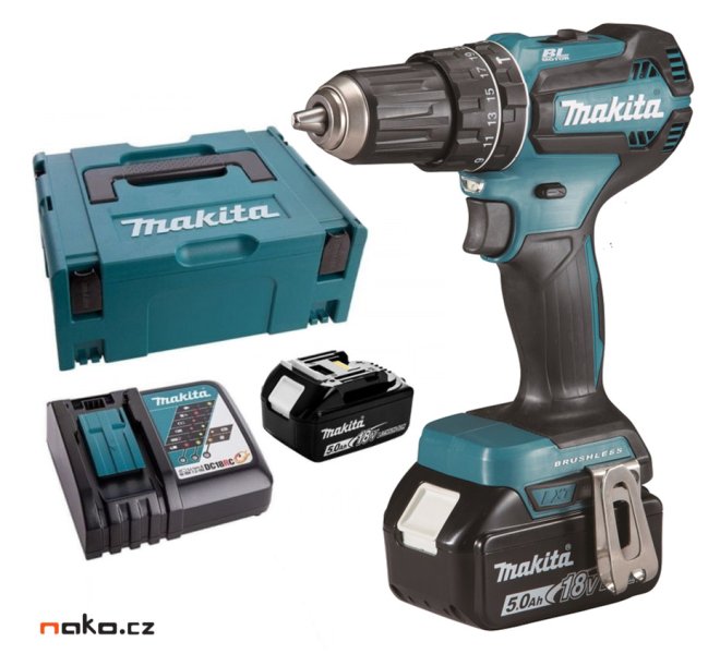 MAKITA DHP485RTJ aku bezuhlíkový příklepový šroubovák Li-ion LXT 18V/5