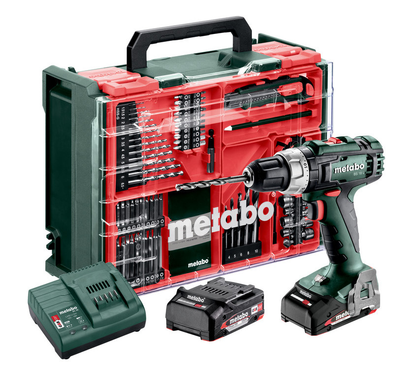 METABO BS 18 L SET aku vrtačka MOBILNÍ DÍLNA 18V 2x2Ah LiIon metaBOX 602321710