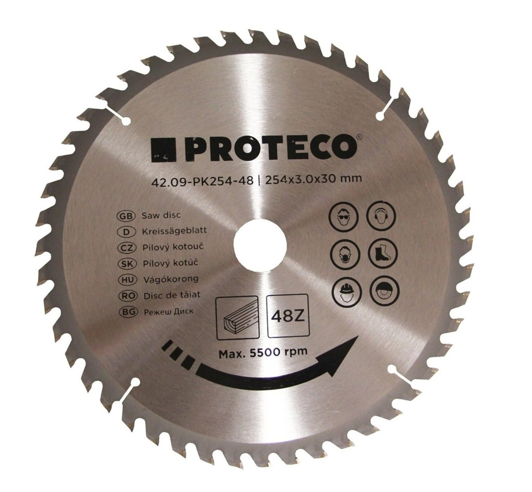 PROTECO 09-PK254-48 kotouč pilový SK 254x3.0x30 48z + redukce 30/20 mm PROTECO