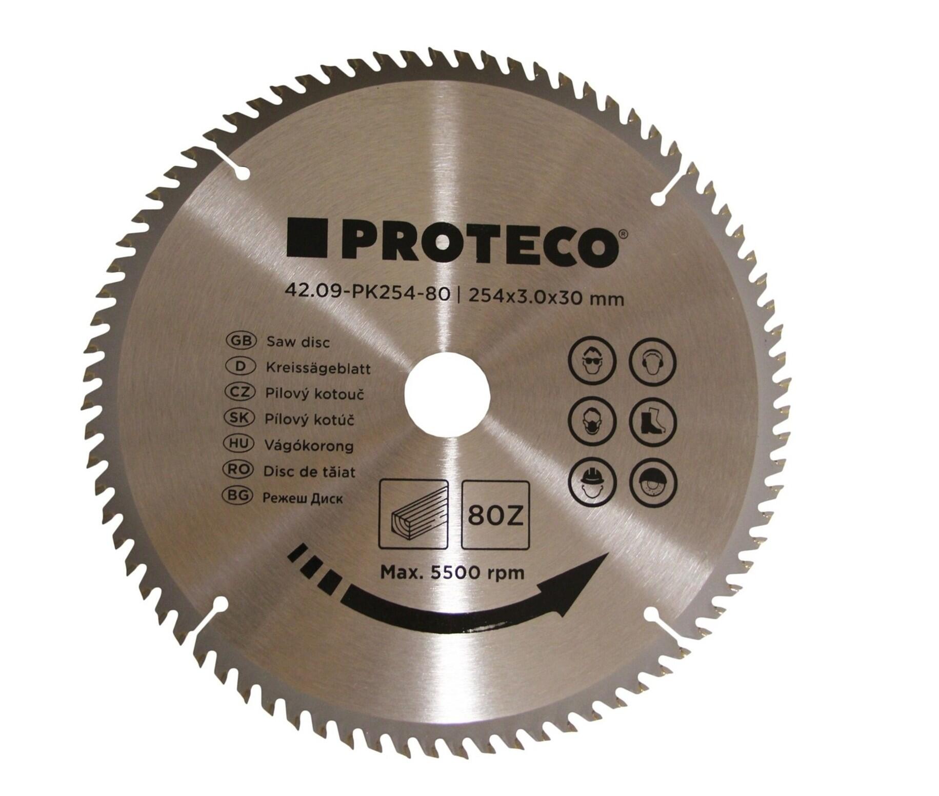 PROTECO 09-PK254-80 kotouč pilový SK 254x3.0x30 80z + redukce 30/20 mm PROTECO