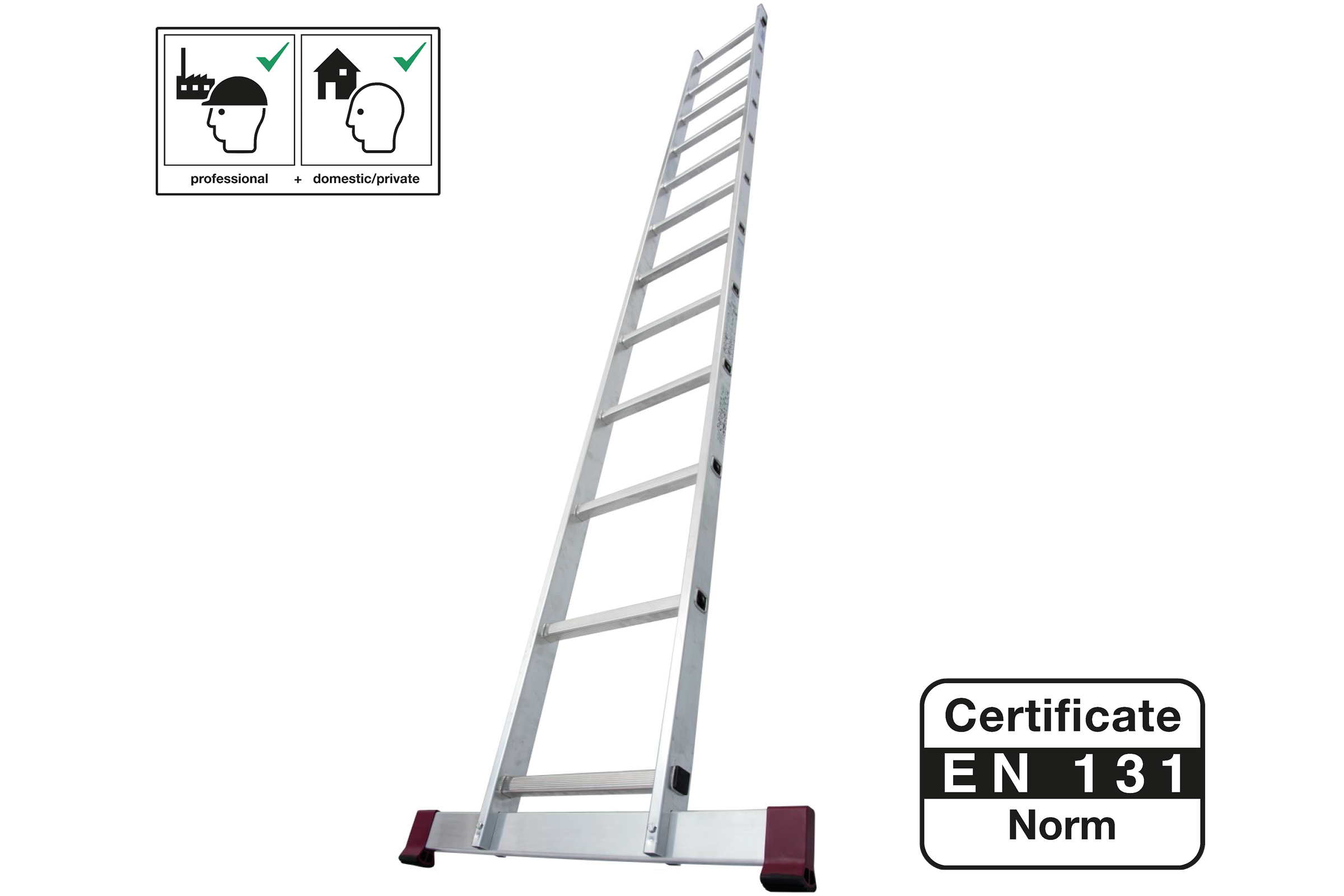 PROTECO 10.66-1-14-KR žebřík opěrný hliníkový 14 příček 390cm se stabilizátorem PROTECO