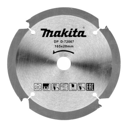 MAKITA D-72067 PCD pilový kotouč 165x20mm 4 T na vláknocementové desky