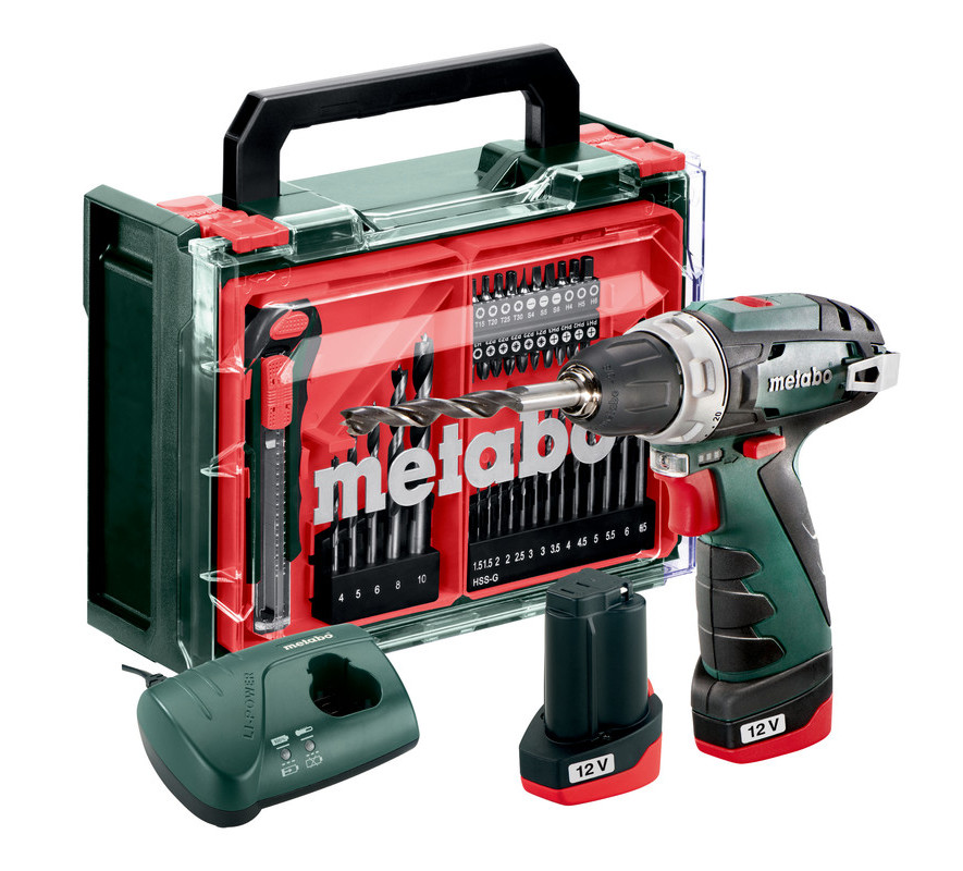 METABO PowerMaxx BS Basic set aku šroubovák 12V 2x2Ah LiIon MOBILNÍ DÍLNA 600080710