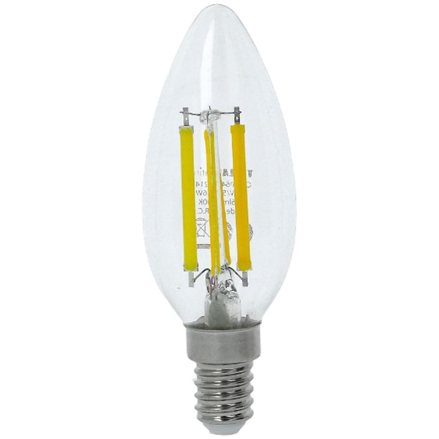 LED žárovka filament retro svíčka 6W E14 4000K 806LM TESLA LIGHTING