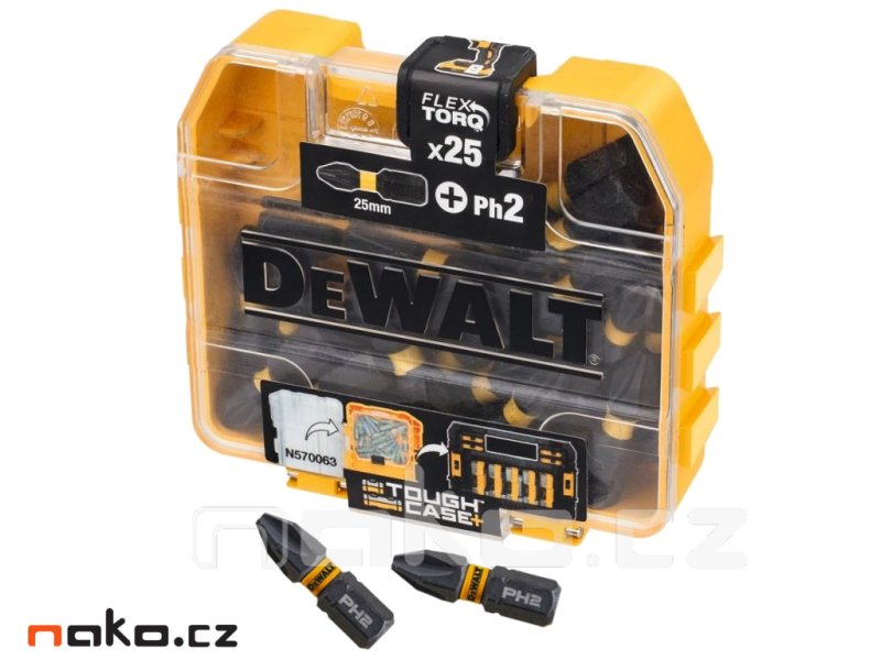 DeWALT DT70555T torzní rázové bity Ph2x25mm 25ks FLEXTORQ baleno v TOUGHcase+